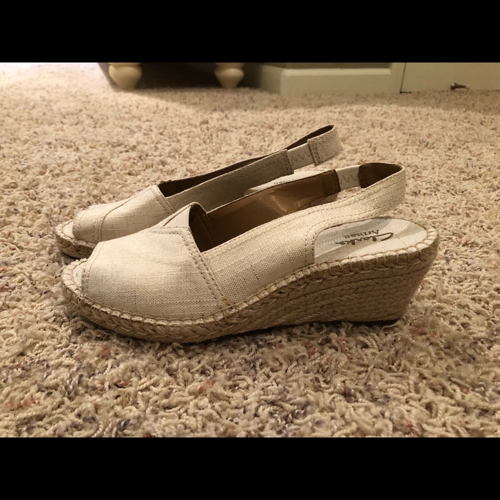 Artisan Clark low wedge espadrille sandals